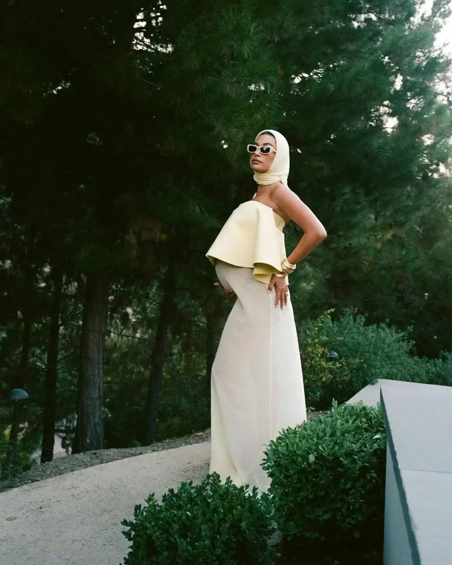 hailey bieber maxi dress Hailey Bieber's Butter Yellow Dress is the Ultimate Expression of Maternity  Fashion